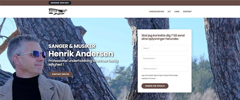 Billig hjemmeside leveret til Deres Musiker