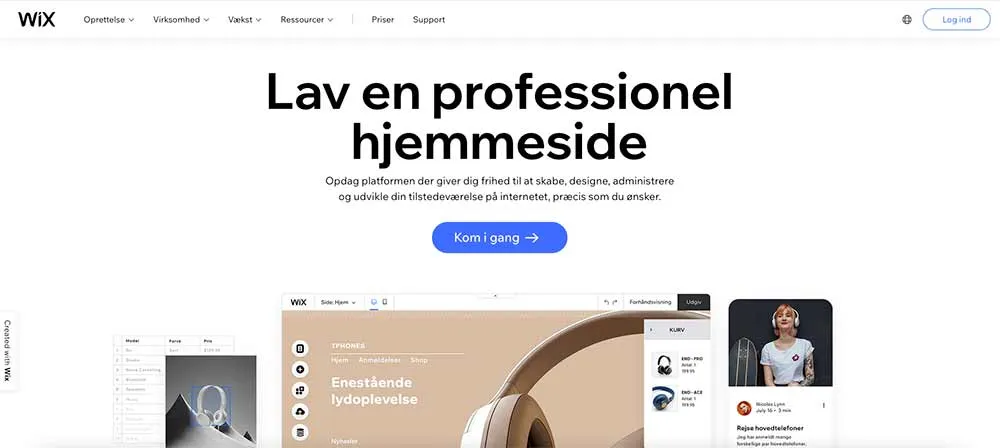 Gratis hjemmeside med Wix - forsiden