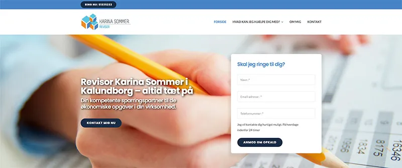 Billig hjemmeside leveret til Revisor Karina Sommer