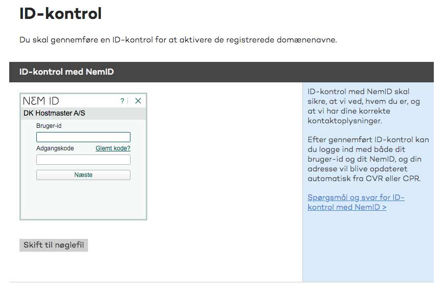 Godkendelse med NemID eller MitID
