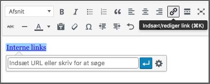 Opret internt link i wordpress