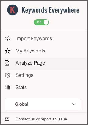 Analyser side med Keywords Everywhere