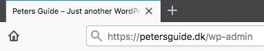Billedet viser adresselinien til at logge på Wordpress
