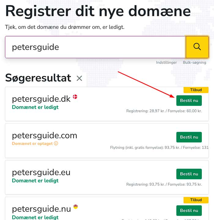 Registrering af domæne