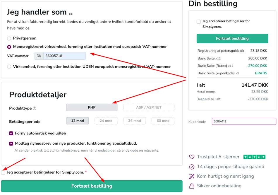 Formular til momsoplysninger