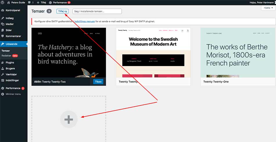 Tilføj nyt tema til wordpress
