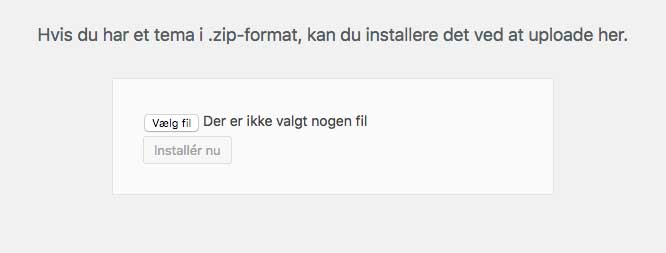 Upload web design pakket i zip fil til Wordpress