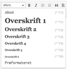 Oversigt over Wordpress overskrift muligheder