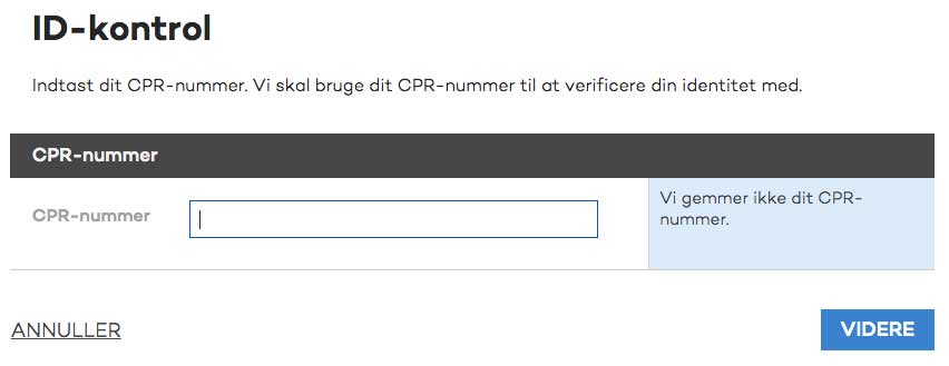 Felt til at skrive CPR nr. hos DK Hostmaster